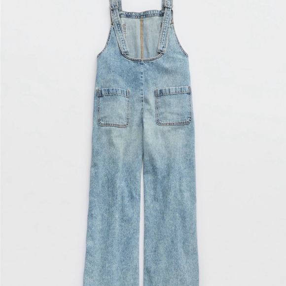 Aerie Blue Denim Overalls Relaxed Fit - Picture 4 of 5